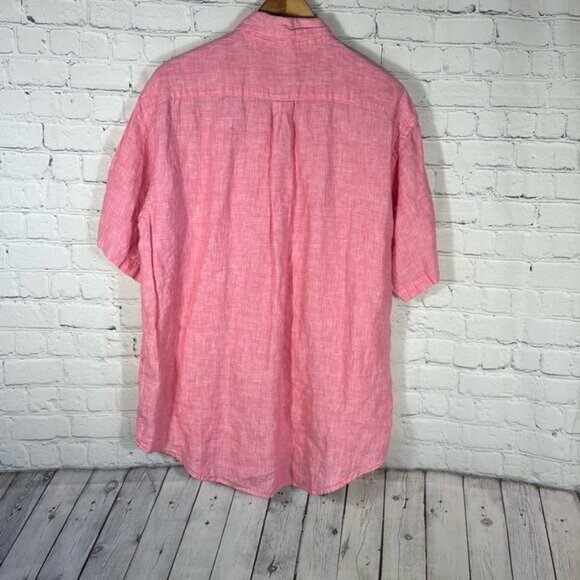 Brooks Brothers Pink Linen Short Sleeve Shirt size L Large The Original Polo - Picture 4 of 8